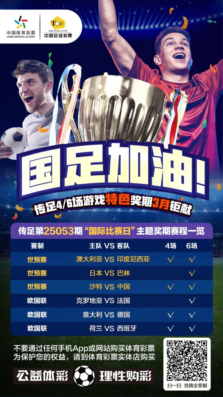 國(guó)足加油!傳足特色獎(jiǎng)期第25053期聚焦國(guó)際比賽日